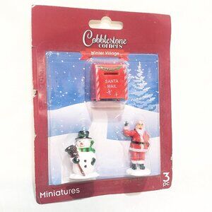 Cobblestone Corners Christmas Village Miniatures Snowman Santa 1.5" Resin Mail